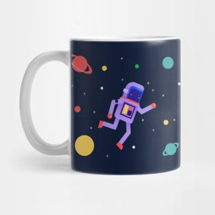 Flat Cute Astronaut Floating On The Space Mug